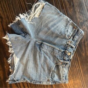 Re/Done Blue Jean Shorts Distressed High-Waisted